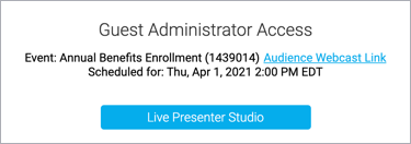 Guest Admin Site- Live presenter studio button