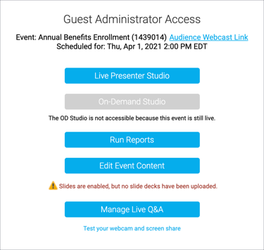 Guest Administrator Access site