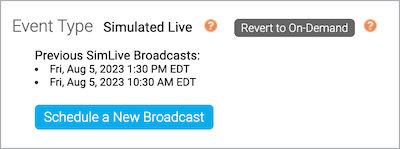 Previous Simulated Live broadcast dates